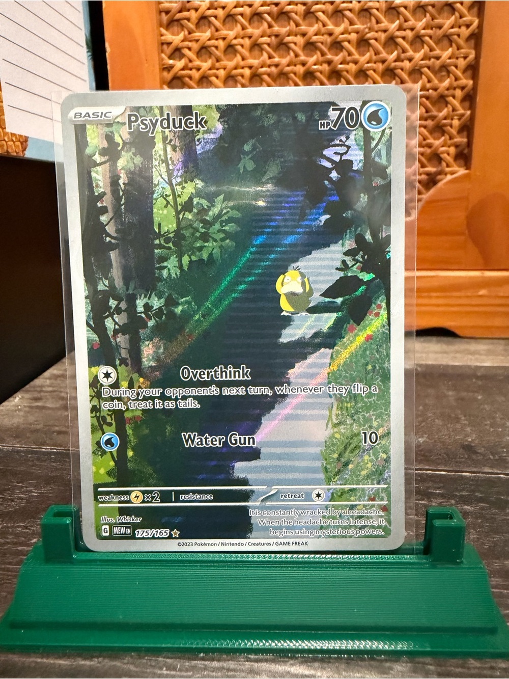 Pokemon Psyduck Holographic Card - Yellow, Green, Blue
